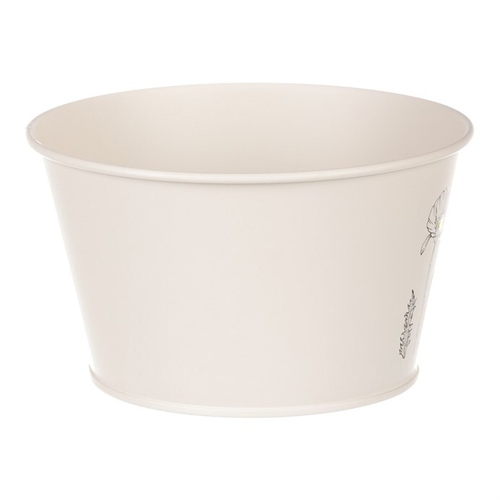 Obal kovový - nízký, motiv kvetoucího máku, krémový