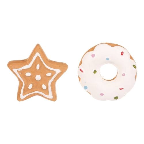 Hvězda a donut - ozdoby z terakoty, imitace perníku, cena za 1 ks