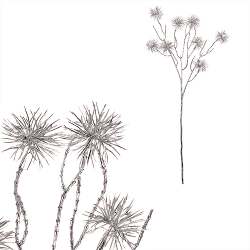 Bodlák - umělá větev, barva stříbrná