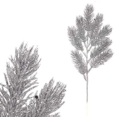 Smrk - umělá větev, barva stříbrná se třpytkami