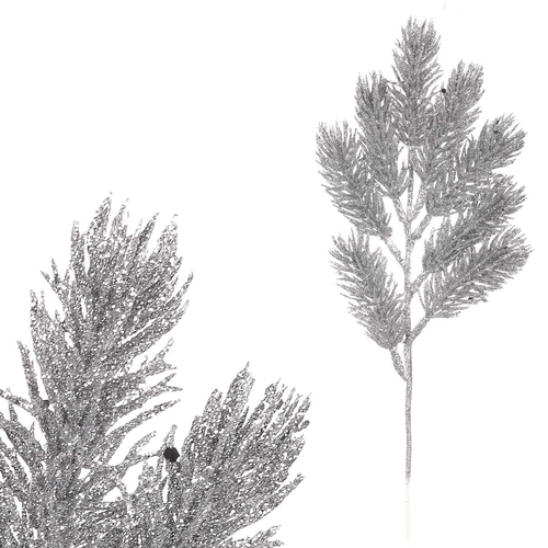 Smrk - umělá větev, barva stříbrná se třpytkami