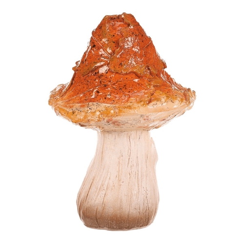 Houba z polyresinu - spičatý klobouk s listím, žlutá