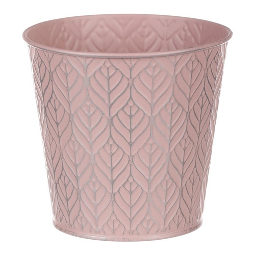 Obal kovový - kulatý, stříbrný vzor, barva růžová