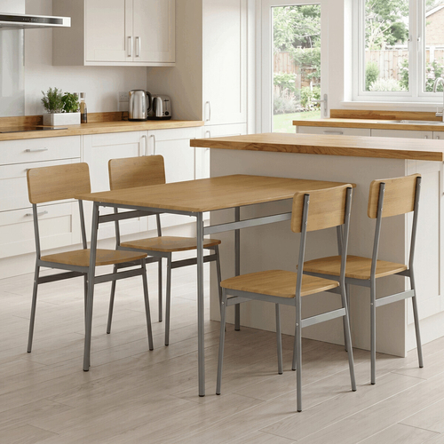 Jídelní set s 4 židlemi, 110x70x76cm, mdf, divoký dub, AUT-O2156 OAK