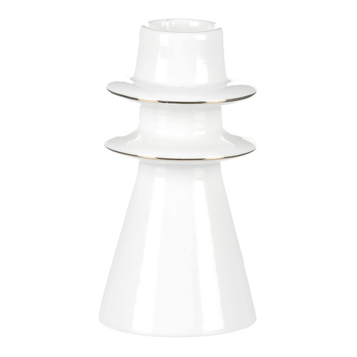 Svícen na kónickou svíčku - porcelán, vysoký, bílý