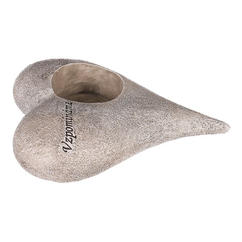 Srdce s růžemi a nápisem - polyresin, na čaj./LED svíčku, šedé