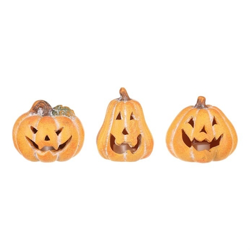 Dýně s obličejem - mix 3 druhů, LED osvětl., žluté, cena za 1 ks