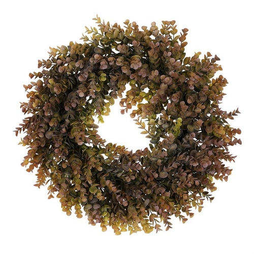 Věnec umělý - pr. 50 cm, eukalyptus, zeleno-fialový