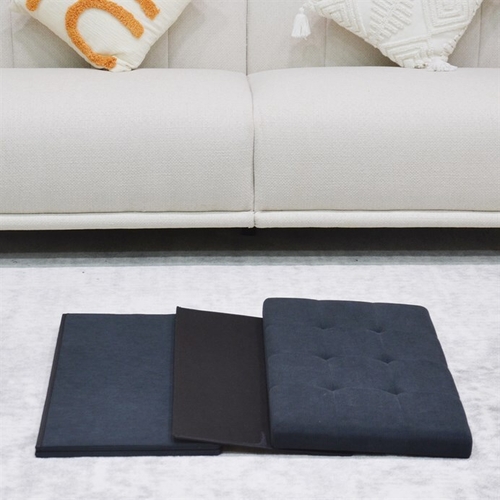 Taburet s úložným prostorem, černá, manšestrová látka, TAB-472 BK6