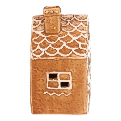 Domeček perníkový - keramika, LED osvětlení, hnědý