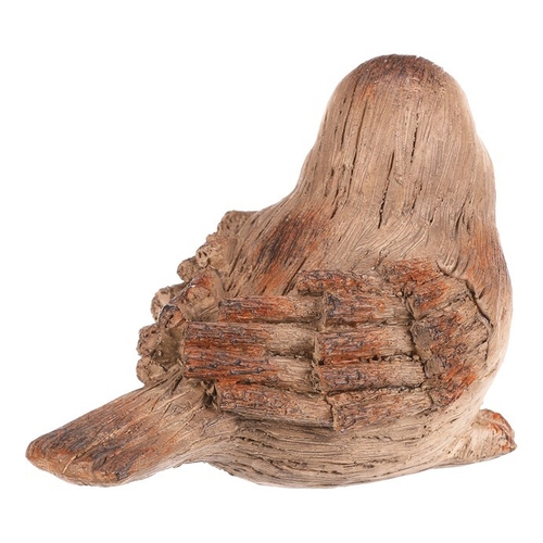 Ptáček - polyresinová figurka, vel. M, béžovo-hnědý