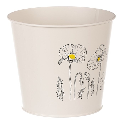 Obal kovový - motiv kvetoucího máku, krémový