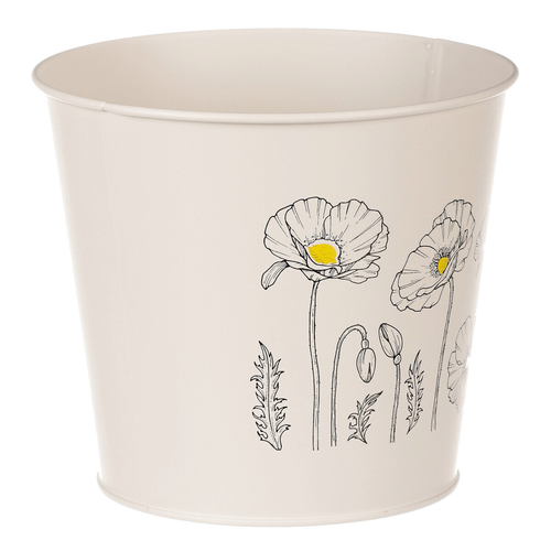 Obal kovový - motiv kvetoucího máku, krémový