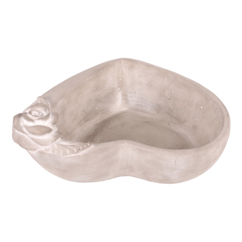 Obal na květiny - srdce s růží, beton, šedý