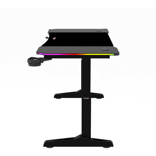 Pevný herní stůl 140x60cm, RGB LED, výběr výšky, melamin LT-H1214 BK