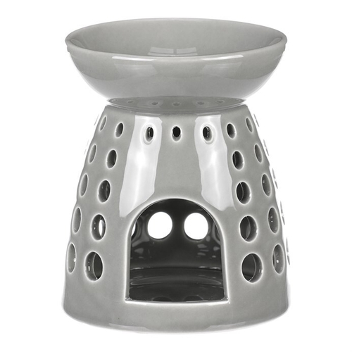 Aromalampa - porcelánová, kulaté otvory, barva šedá