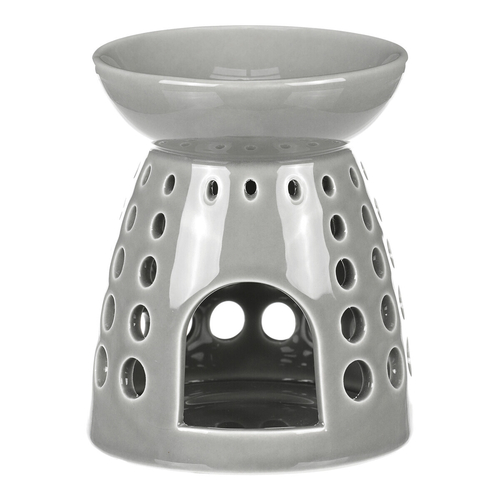 Aromalampa - porcelánová, kulaté otvory, barva šedá
