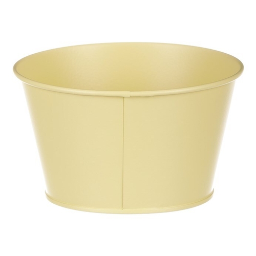 Obal kovový - nízký, motiv ptáčka, barva žlutá