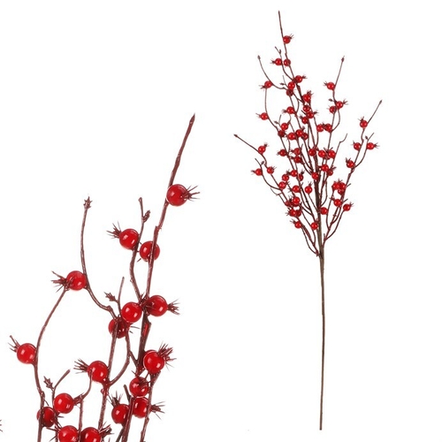 Větev umělá - červené bubule