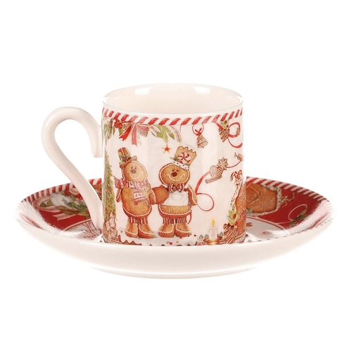 Hrnečky s podšálky - porcelán, dárkový set po 2 kusech, vánoční