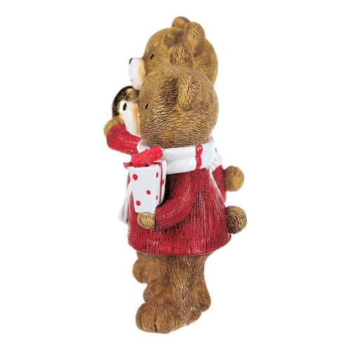 Medvěd - vánoční figurka, polyresin, vel. M, červeno-hnědý, mix 2, cena za 1 ks