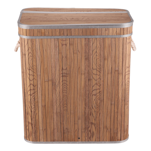 Koš prádelní - bambusový, s víkem, šedo-hnědý