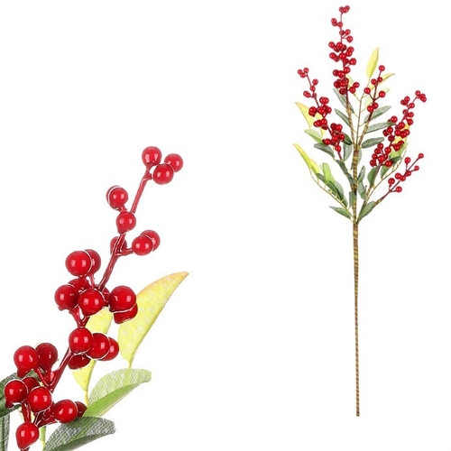 Jeřabiny - umělá větev, červené bobule