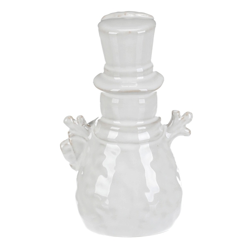 Sněhulák - keramická figurka, LED osvětl., menší, barva krémová
