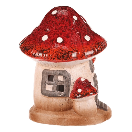 Domeček keramický - muchomůrka, dvojice, s LED osvětlením