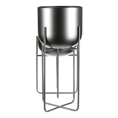 Stojan - kovový, kulatý, stříbrno-šedý, cena za sadu 2 ks