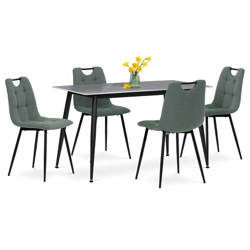 Jídelní set s 4 židlemi, 130x70x76cm, keramika, mramor, ASE-1001 GRN2