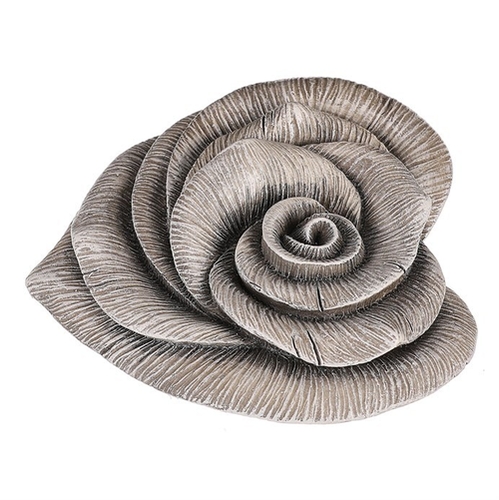 Květ růže ve tvaru srdce - polyresin, šedý