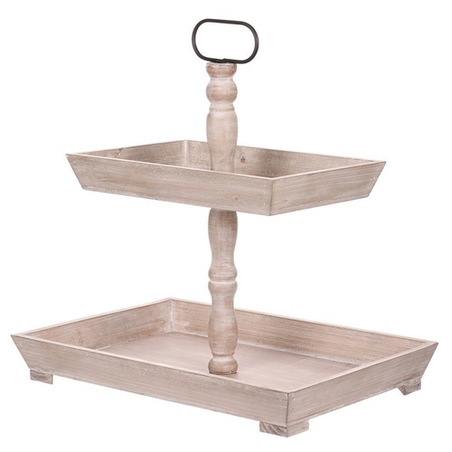 Etažér dřevěný - dvě patra, bílá barva