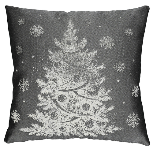 Polštář s výplní - šedý vánoční motiv, 100% polyester, 45 x 45 cm