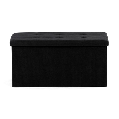 Taburet s úložným prostorem, černá, manšestrová látka, TAB-472 BK6