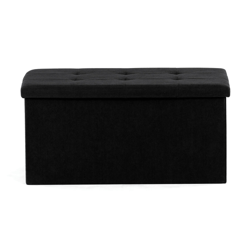 Taburet s úložným prostorem, černá, manšestrová látka, TAB-472 BK6