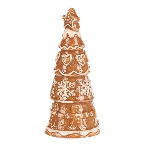 Stromek perníkový - keramika, vánoční s hvězdou, hnědý