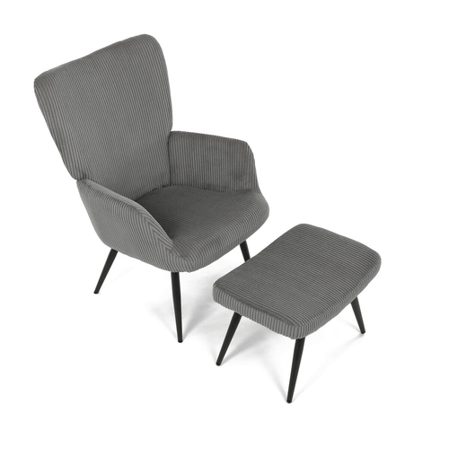 Relaxační křeslo, šedá, manšestrová látka, AK-L7285 GREY6