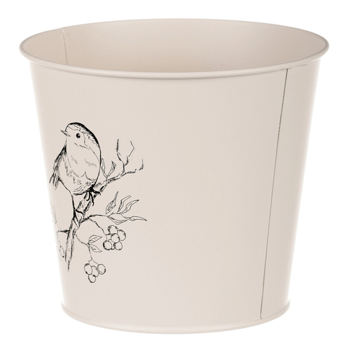 Obal kovový - motiv ptáčka, barva krémová