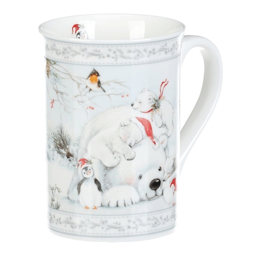 Hrnek porcelánový - 320 ml, dárkové balení, zimní krajina s ledními medvědy
