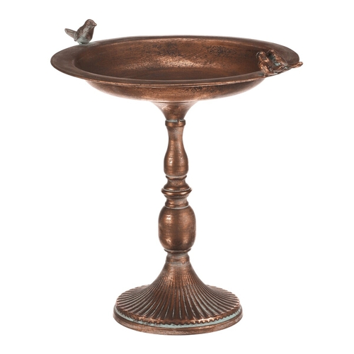 Stojan kovový - 46 cm, aranžovací, s ptáčky, měděný