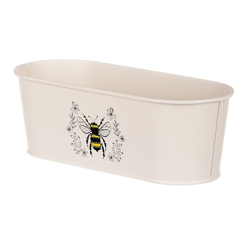 Truhlík kovový - motiv včelky, barva krémová