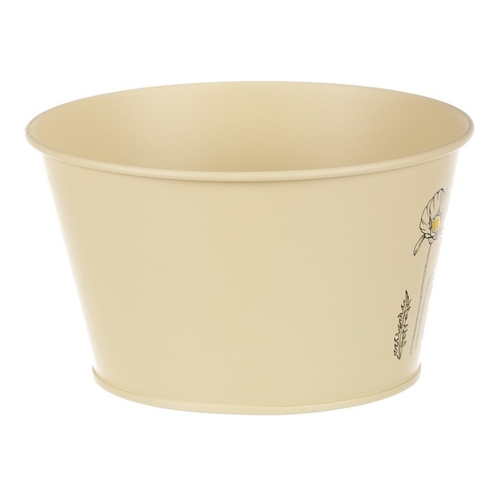 Obal kovový - nízký, motiv kvetoucího máku, žlutý