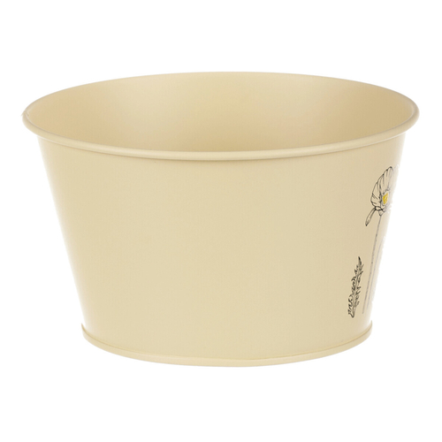 Obal kovový - nízký, motiv kvetoucího máku, žlutý