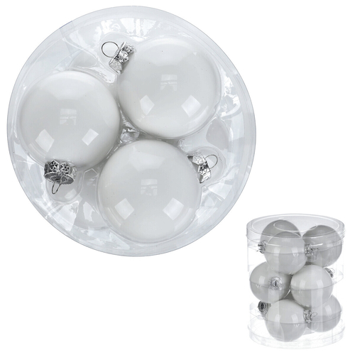 Kulaté skleněné ozdoby - pr. 7 cm, stříbrné, cena za balení (9 ks)