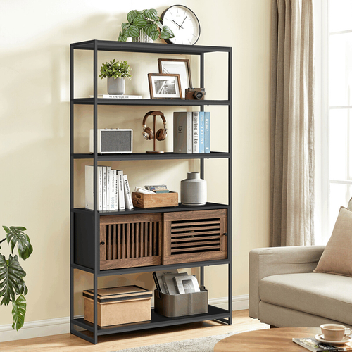 Regál, mdf, černá, AUR-E1121 BK