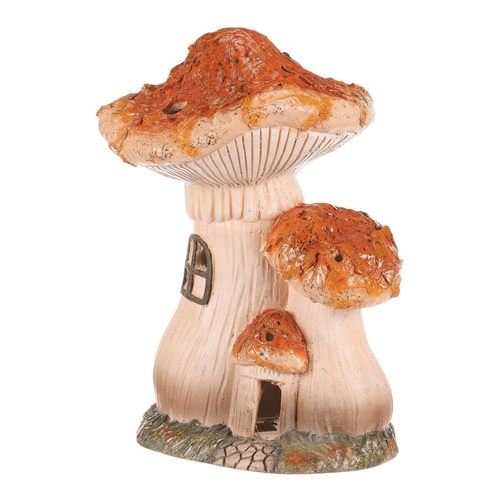 Domeček z magnesia - houba, s LED osvětlením, oranžová stříška
