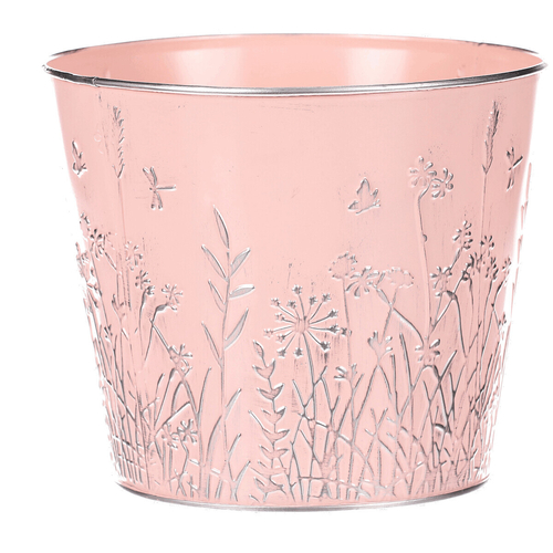 Obal na květiny kovový - barva růžová.