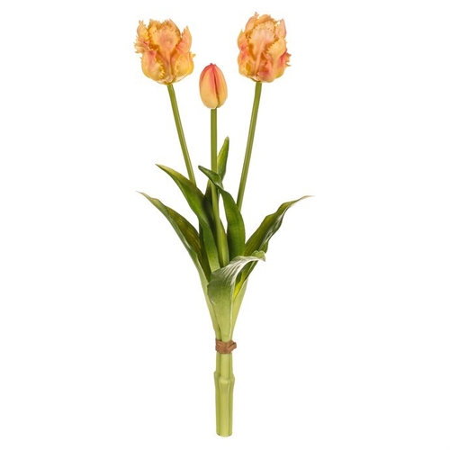 Tulipán - řezaný, měkký plast, meruňkový, cena za svazek 3 ks