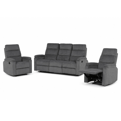 Sedací souprava, polohovací, šedá, manšestrová látka, ASD-C5981 GREY6